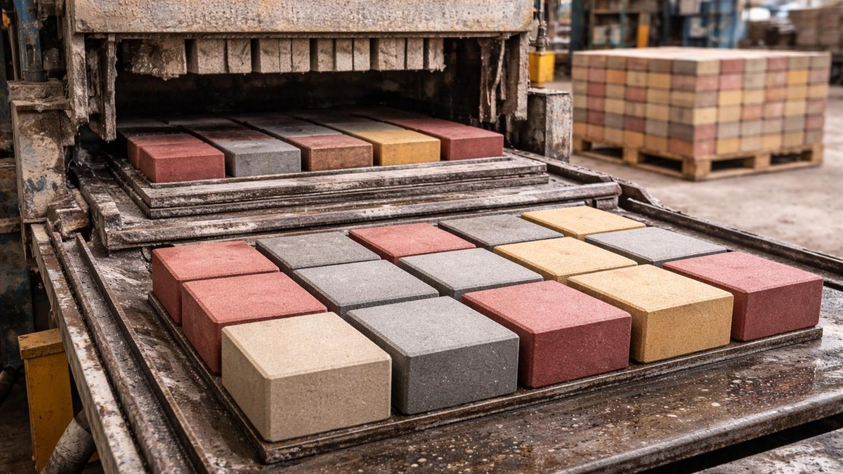 Paver block manufacturing and pigment application