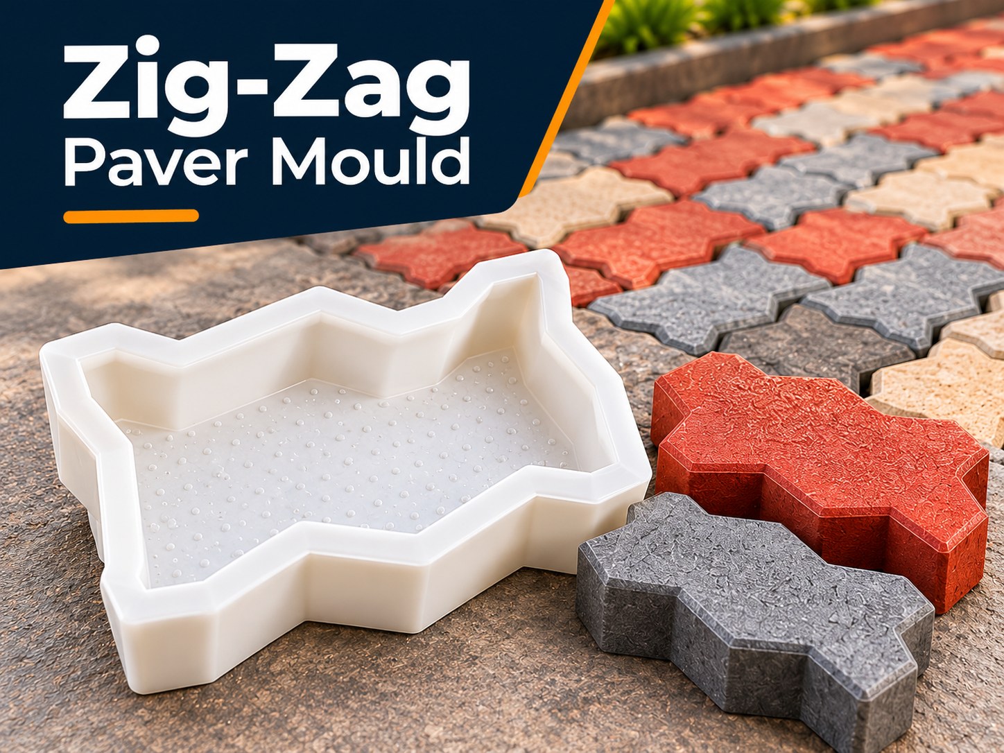 Zig-Zag paver mould with finished interlocking pavers